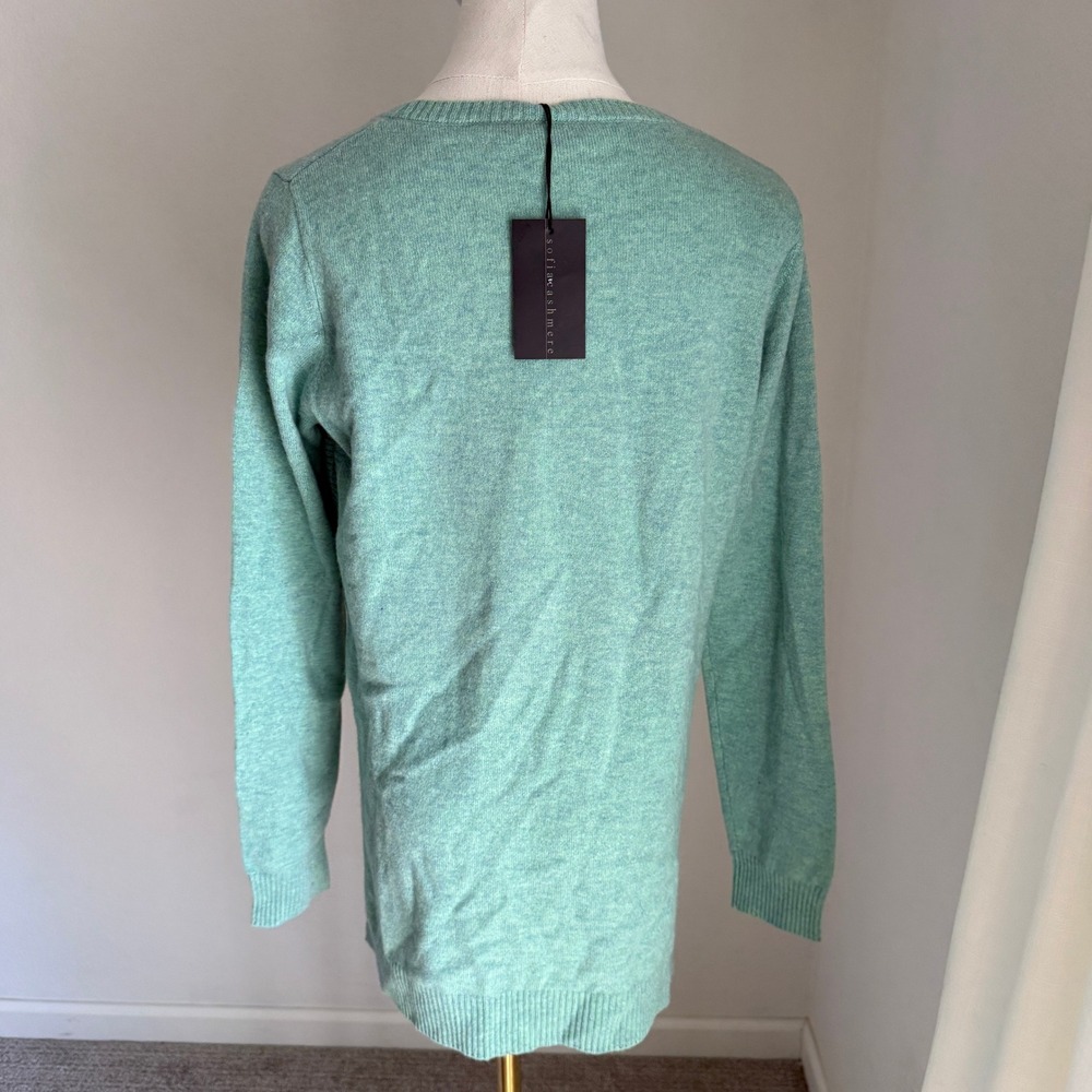 NWT Sofia Cashmere‎ Womens Seafoam Green 100% Cashmere Crewneck Sweater Medium - Picture 5 of 7